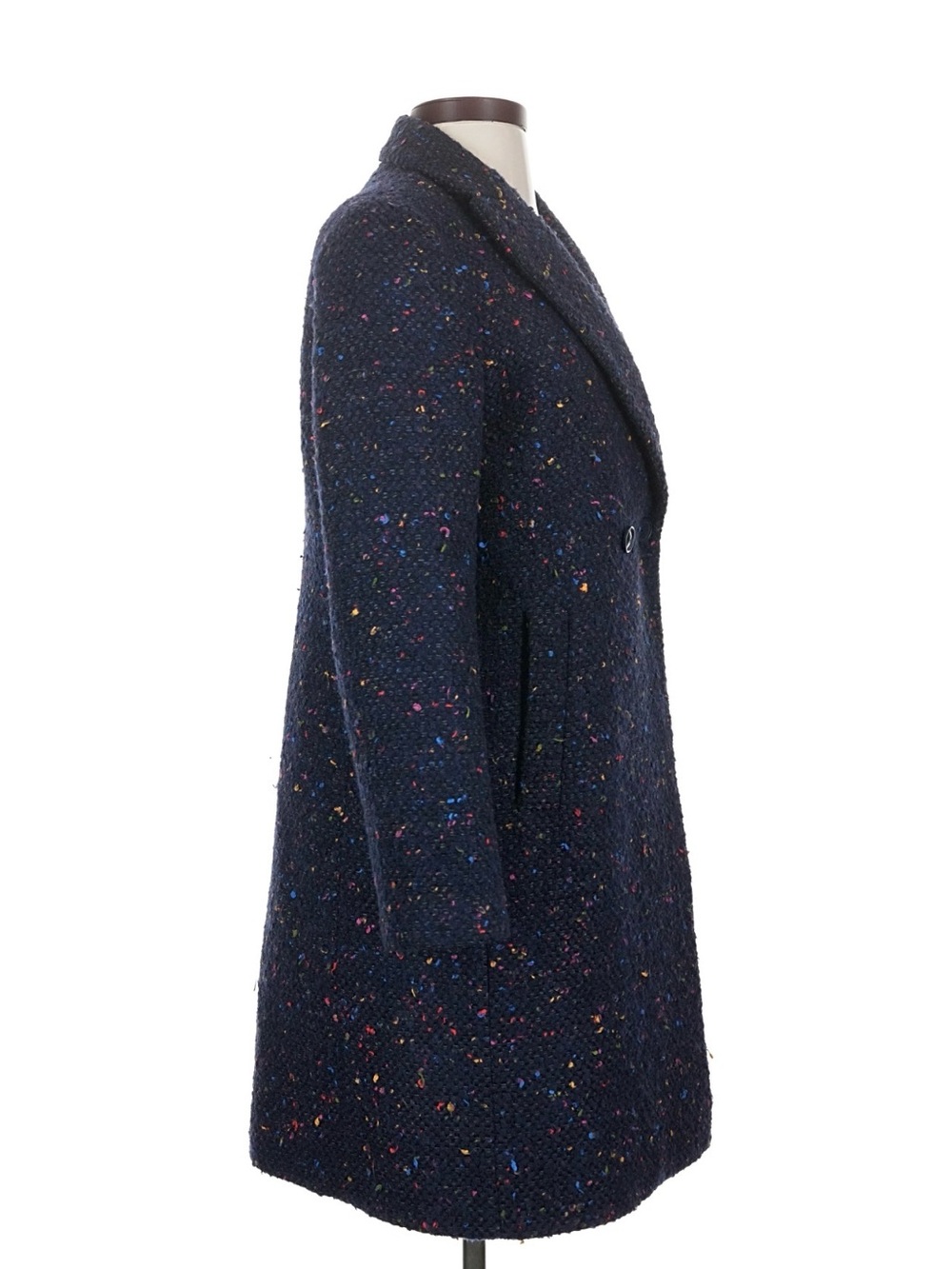 J.Crew Nalya Italian Tweed Wool Navy Topcoat 2 - Picture 9 of 11